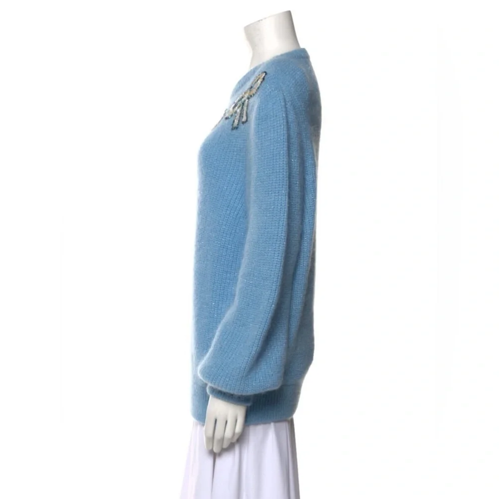 ALESSANDRA RICH Softest Mohair Wool Sweater w/ Sequin Ribbons Bows Size 42 VGUC - Picture 7 of 11